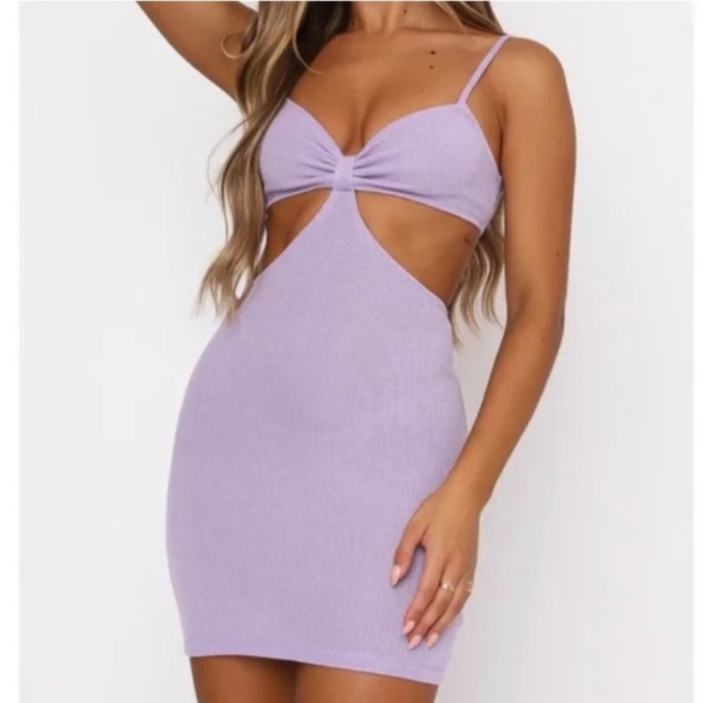 White Fox Lilac Cutout Mini Dress